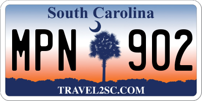 SC license plate MPN902