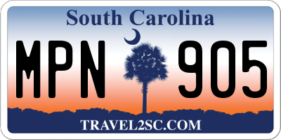 SC license plate MPN905