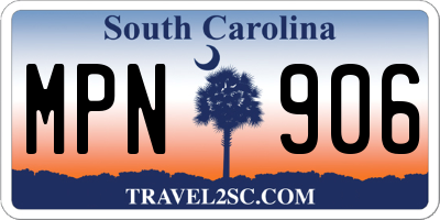 SC license plate MPN906