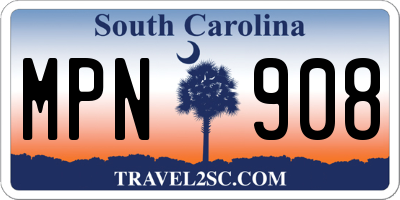 SC license plate MPN908