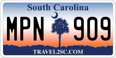 SC license plate MPN909