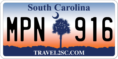 SC license plate MPN916
