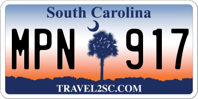 SC license plate MPN917
