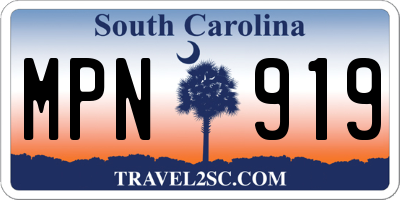 SC license plate MPN919
