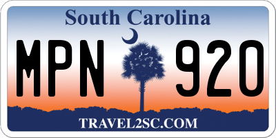 SC license plate MPN920