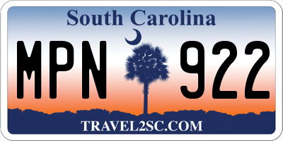 SC license plate MPN922