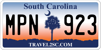 SC license plate MPN923