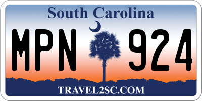 SC license plate MPN924