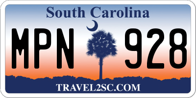 SC license plate MPN928