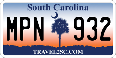 SC license plate MPN932