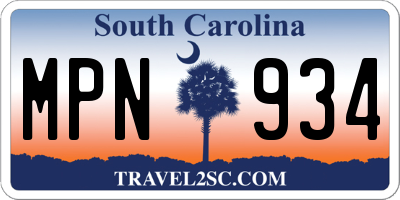 SC license plate MPN934
