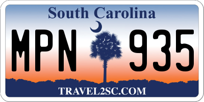 SC license plate MPN935
