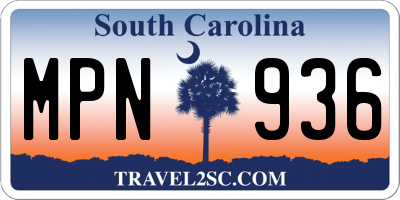 SC license plate MPN936