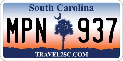 SC license plate MPN937