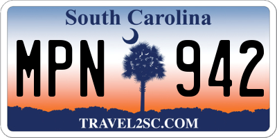 SC license plate MPN942
