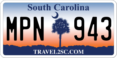 SC license plate MPN943