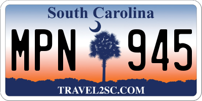 SC license plate MPN945