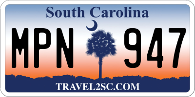SC license plate MPN947
