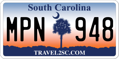SC license plate MPN948