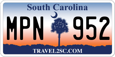 SC license plate MPN952