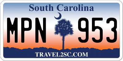 SC license plate MPN953