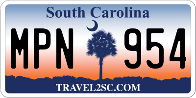 SC license plate MPN954