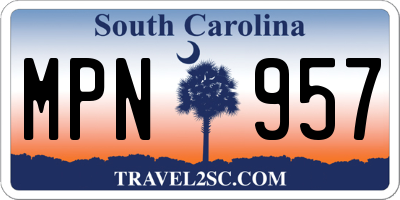 SC license plate MPN957