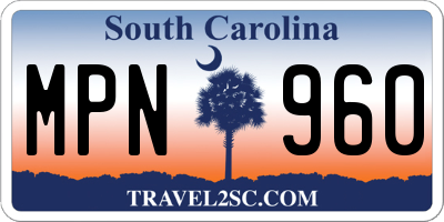 SC license plate MPN960