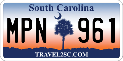 SC license plate MPN961