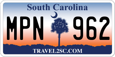 SC license plate MPN962