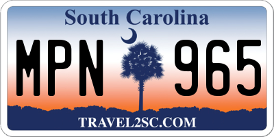 SC license plate MPN965