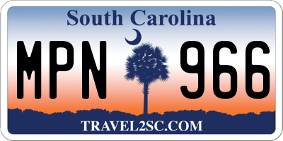 SC license plate MPN966
