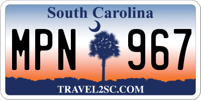 SC license plate MPN967