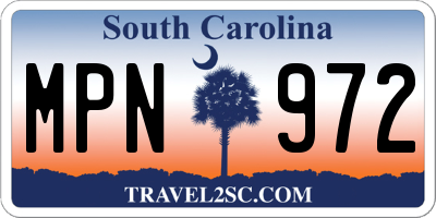 SC license plate MPN972