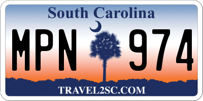 SC license plate MPN974