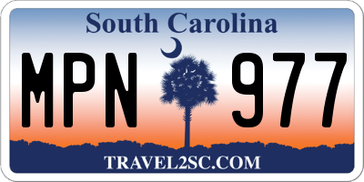 SC license plate MPN977