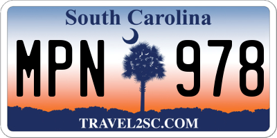 SC license plate MPN978