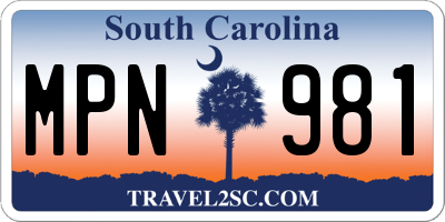 SC license plate MPN981