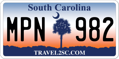 SC license plate MPN982
