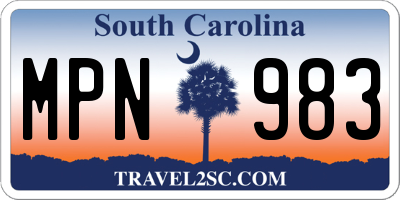 SC license plate MPN983