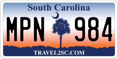 SC license plate MPN984