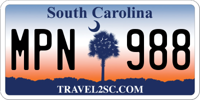 SC license plate MPN988