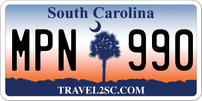 SC license plate MPN990