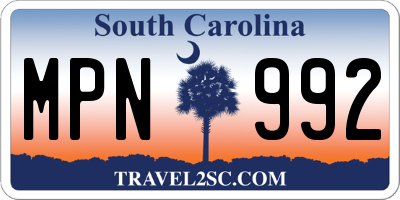 SC license plate MPN992