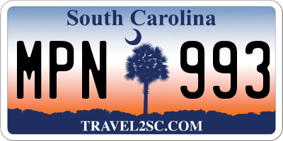 SC license plate MPN993
