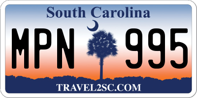 SC license plate MPN995