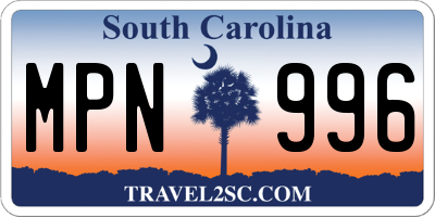 SC license plate MPN996