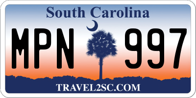 SC license plate MPN997