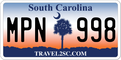 SC license plate MPN998