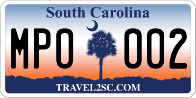 SC license plate MPO002